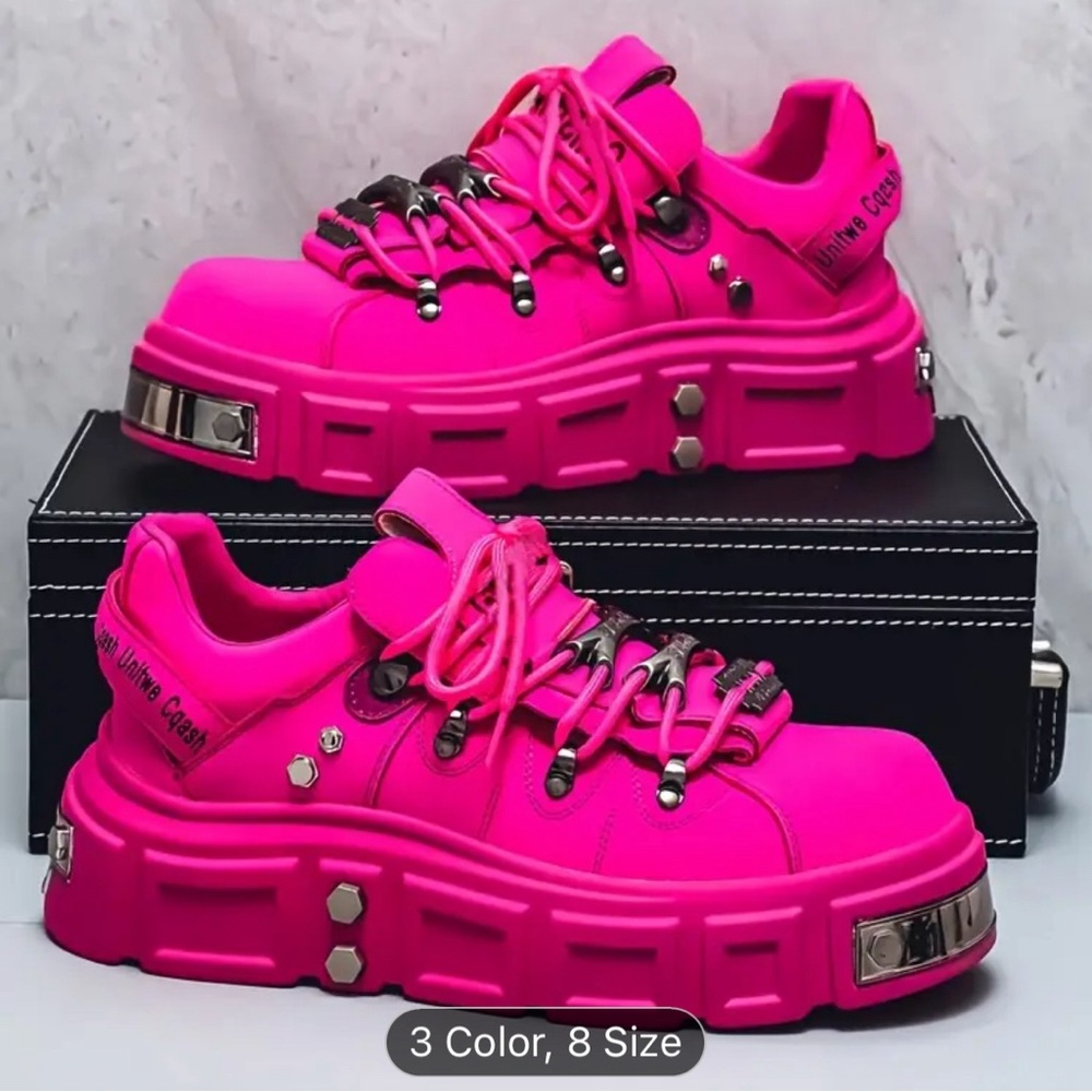 Vibrant Pink Platform Sneakers